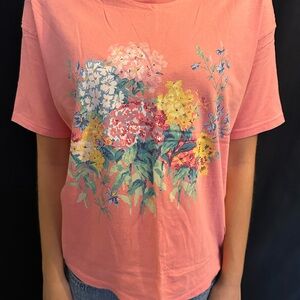 Uniqlo Pink Floral Women's Short Sleeve Tee